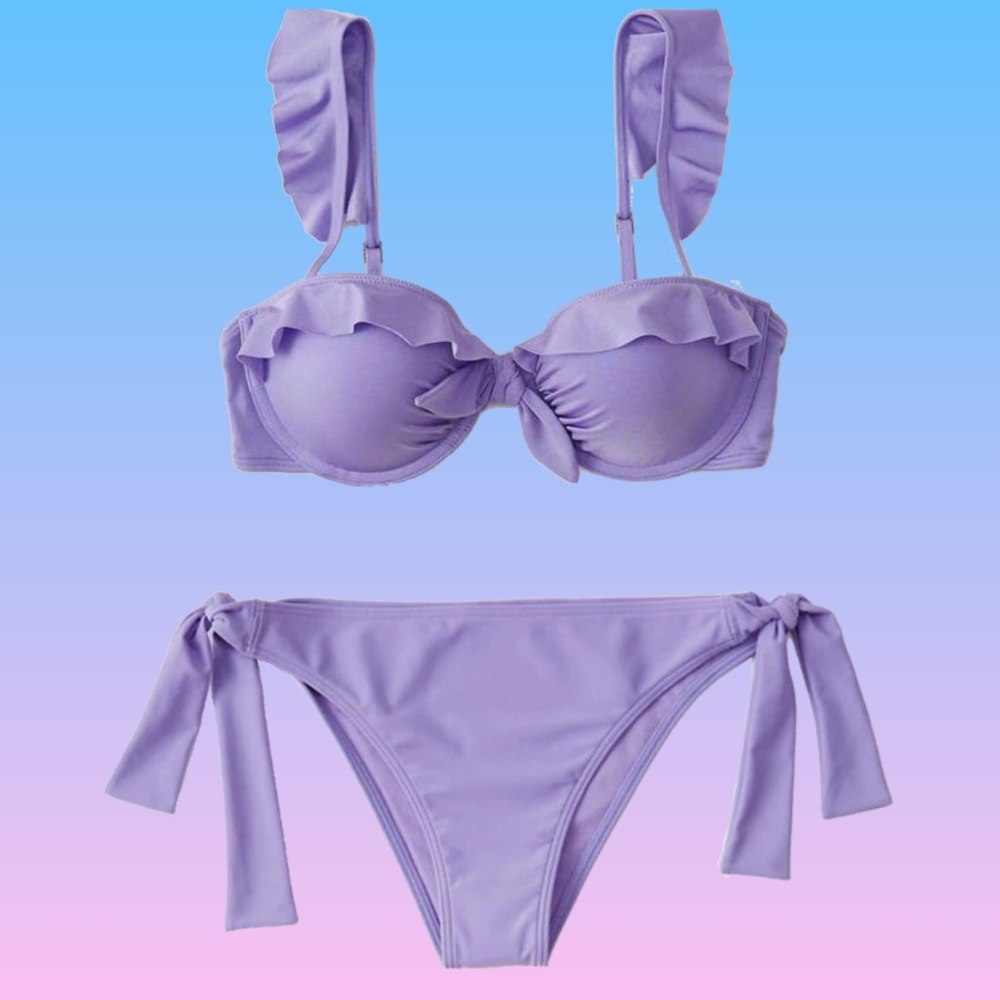 Abercrombie Bikini 36B Top / Medium Bottom Purple - Picture 1 of 5
